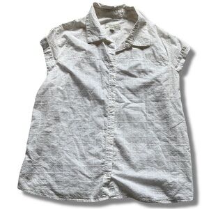 Merona White Cap Sleeve Button Down Shirt Textured Lightweight Collared XL